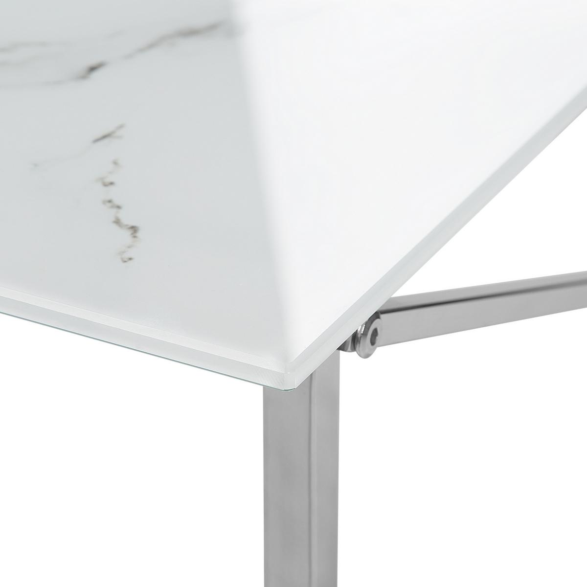 COUCHTISCH Marmor Optik weiß/silber rechteckig 100/50 cm Emporia - Silberfarben/Weiß, Glas (50/100/40cm) - Beliani