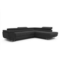 ECKSOFA ANTON rechts, mit Schlaffunktion und Bettkasten Anthrazit - Chromfarben/Anthrazit, Textil/Metall (274/203cm) - Idohome