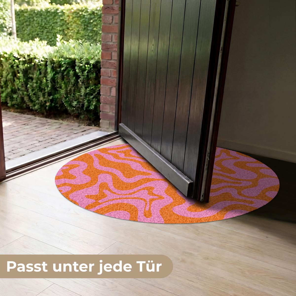 FUSSMATTE Muster - Rosa - Orange - Abstrakt - Modern Türmatte 90x90 cm - Pink, Kunststoff (90/0.4cm) - MuchoWow