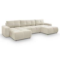 WOHNLANDSCHAFT Hosio Beige 359/177/88 cm mit Schlaffunktion - Beige/Schwarz, Kunststoff/Textil (359/88/177cm) - AX Living