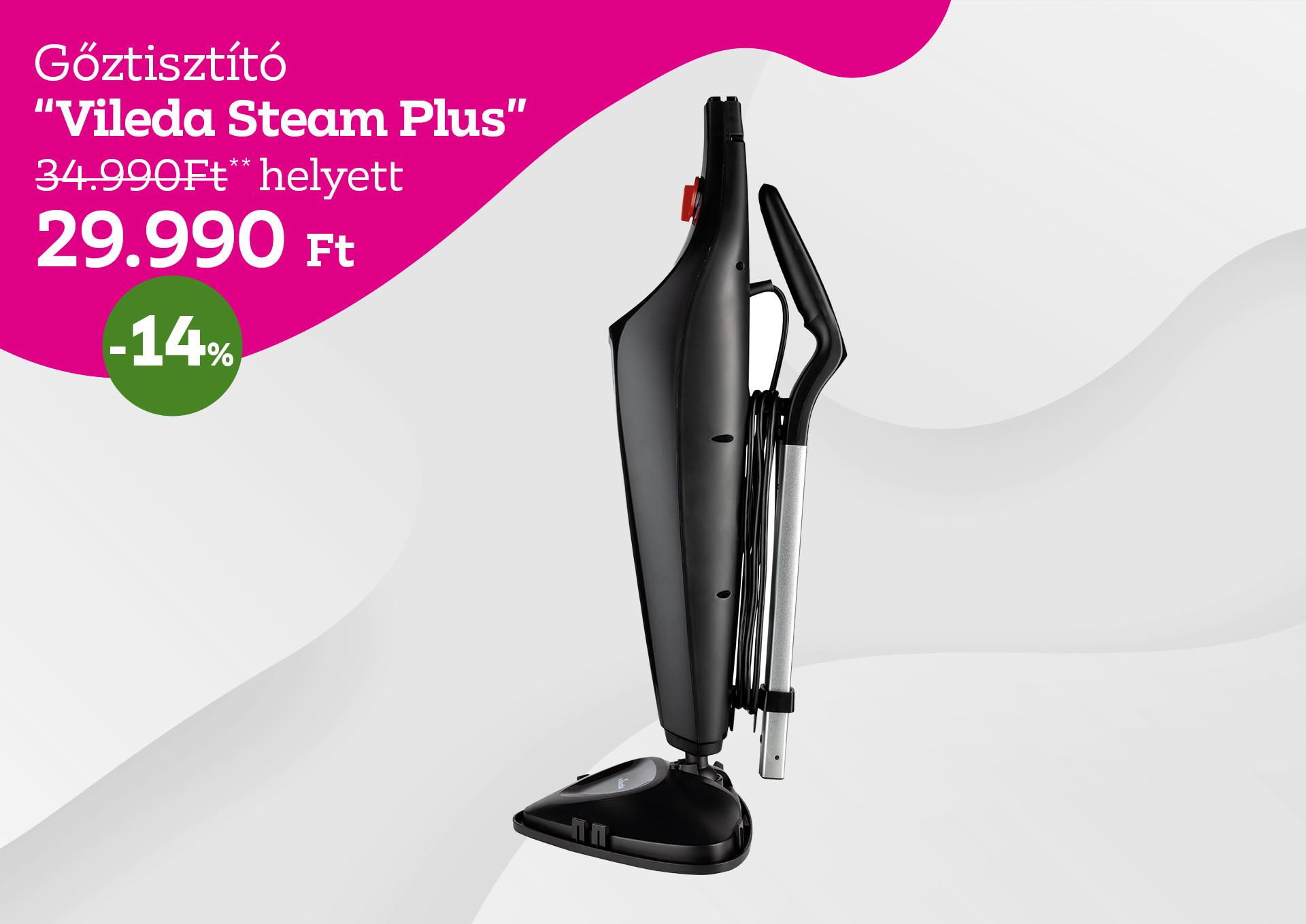 Gőztisztító VILEDA STEAM PLUS 34990 Forint helyett 29990 Forint, kedvezmény mértéke 14%