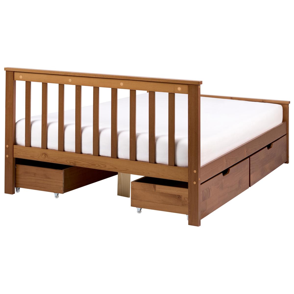BETT mit 4 Schubladen 120/200 cm Kiefernholz Braun Olendon - Braun, Holz (120/200cm) - Beliani