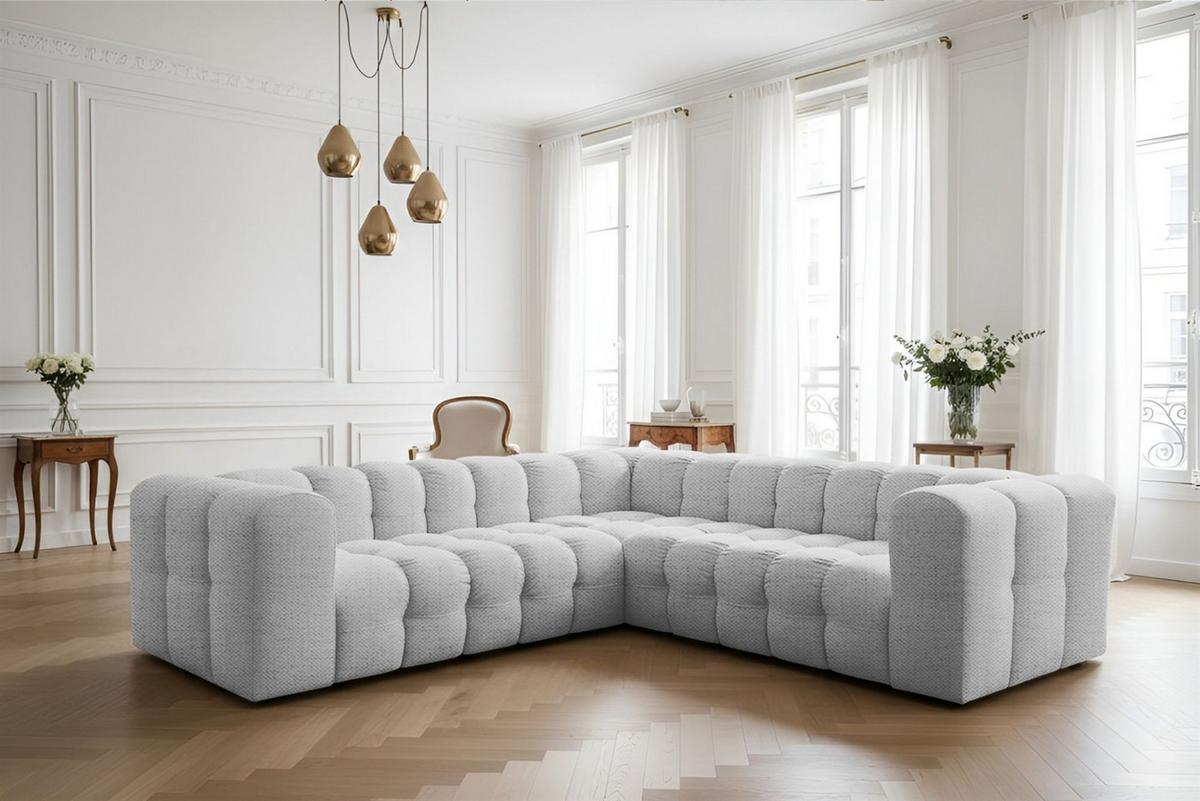 ECKSOFA Solvie Xs In Moly - Hellgrau, Holzwerkstoff/Textil (270/270cm) - Fun Möbel