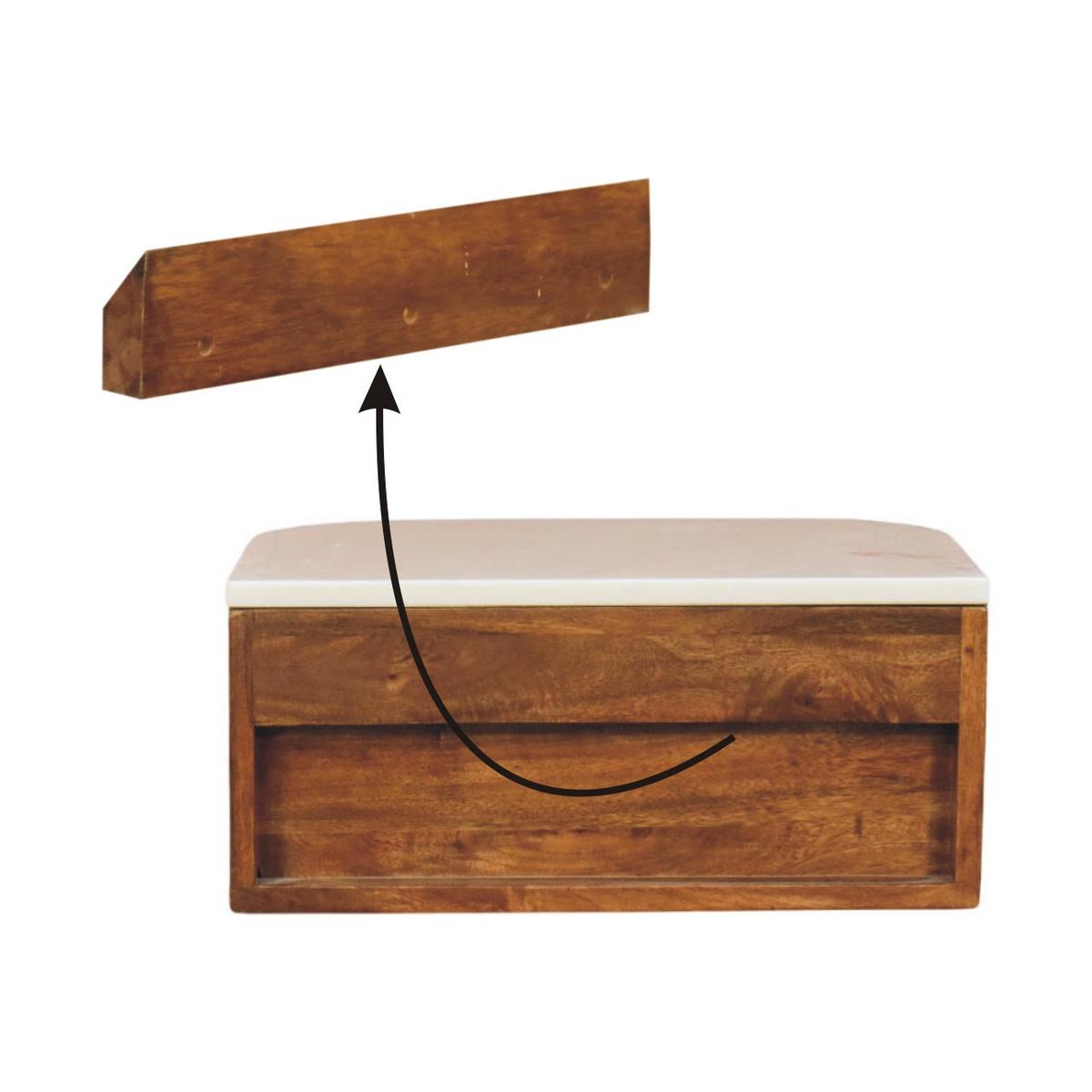 NACHTTISCH mit Golden-Teak-Finish, Marmorplatte oben, 1 Schublade, braun - Braun, Holz/Naturmaterialen (44/20/31cm) - Artisan Furniture