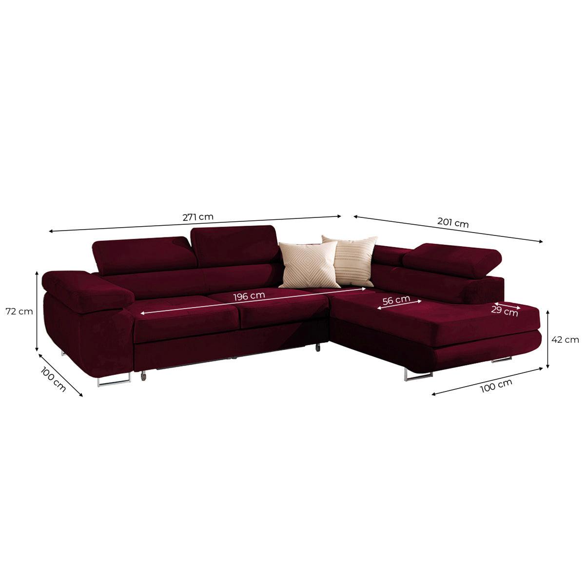 ECKSOFA Wilson 4 Sitzplätze Bordeaux - Rot, Textil (271/201cm) - Petits-meubles