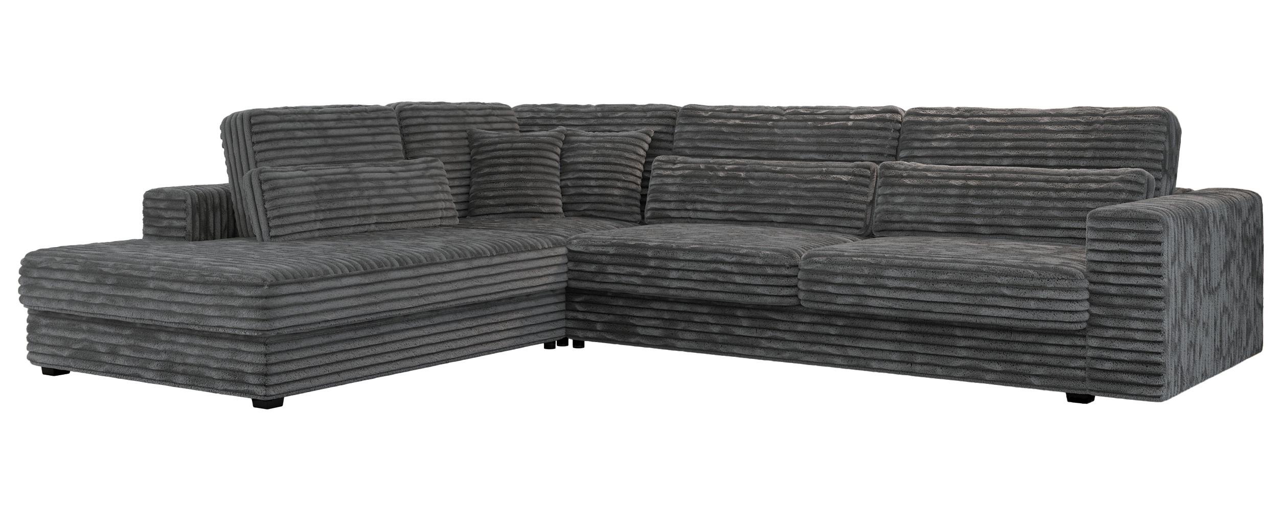 ECKSOFA Savona Dunkelgrau breiter Cord - links - Dunkelgrau/Schwarz, Kunststoff/Textil (316/249cm) - MKS