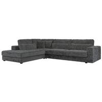 ECKSOFA Savona Dunkelgrau breiter Cord - links - Dunkelgrau/Schwarz, Kunststoff/Textil (316/249cm) - MKS