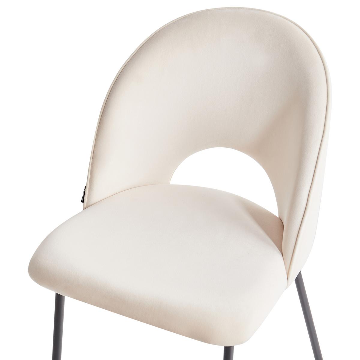ESSZIMMERSTUHL 2er-Set Samtstoff Beige Covelo - Beige, Textil/Metall (46/84/45cm) - Beliani