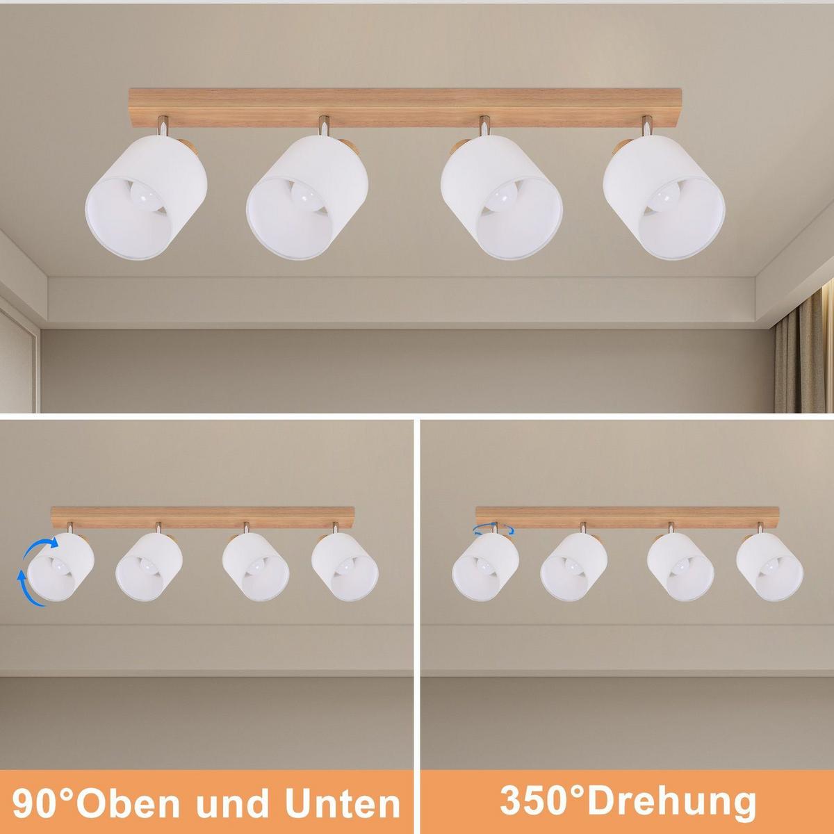 DECKENSTRAHLER Brand 4-flammig 70/11/21 cm - Braun, Textil (70/11/21cm) - Nettlife