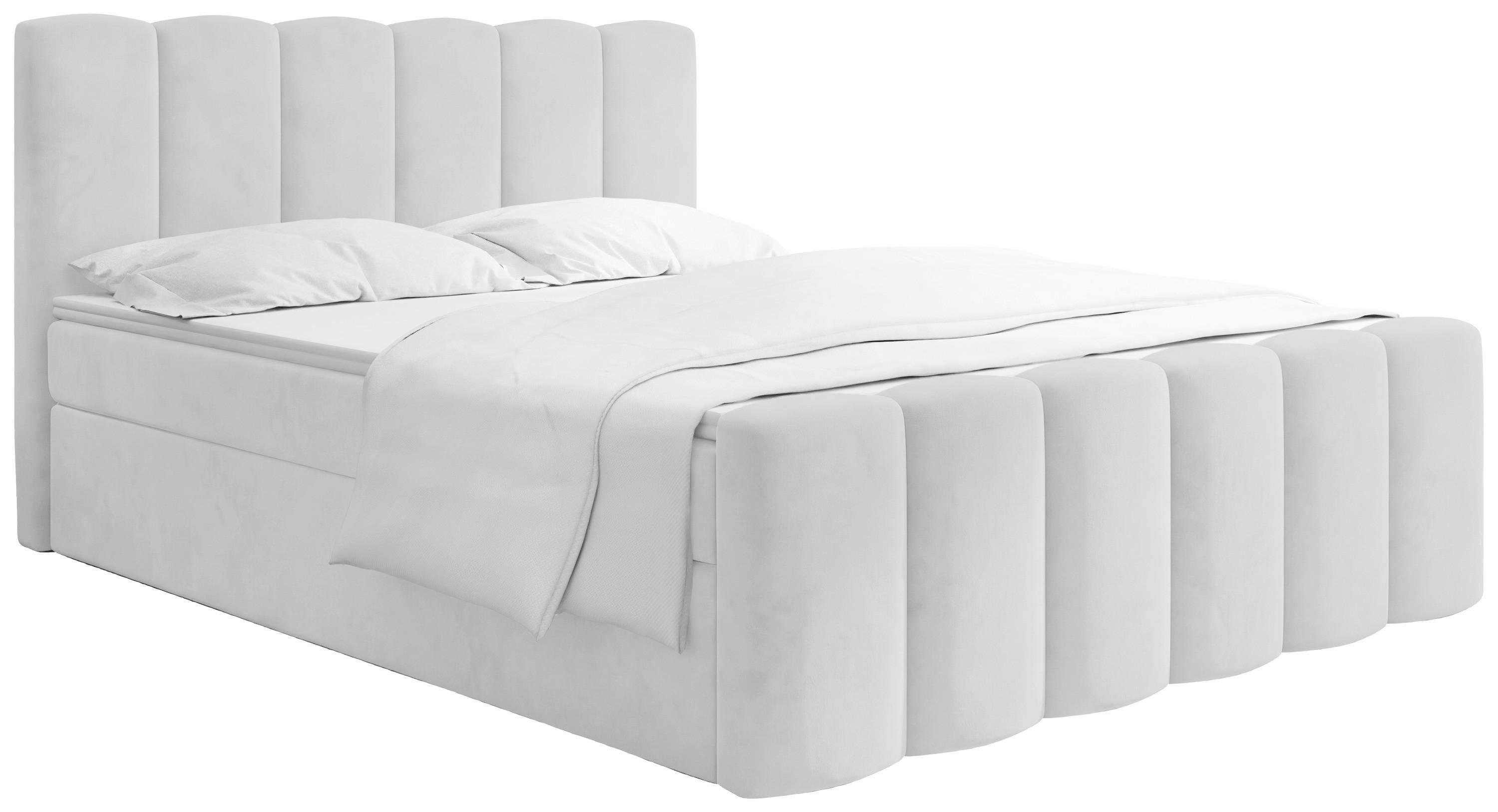 BOXBETT Serenity mit Bettkasten, Samt Hellgrau 160x200 cm – inkl. H4 Taschenfederkern Matratze & Foam Topper - Hellgrau/Schwarz, Holz/Holzwerkstoff (160/200cm) - WFL GROUP