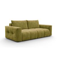 SOFA VERONA 3-Sitzer, Khaki - Schwarz/Grün, Holz/Textil (224/83/110cm) - Courtois Laville