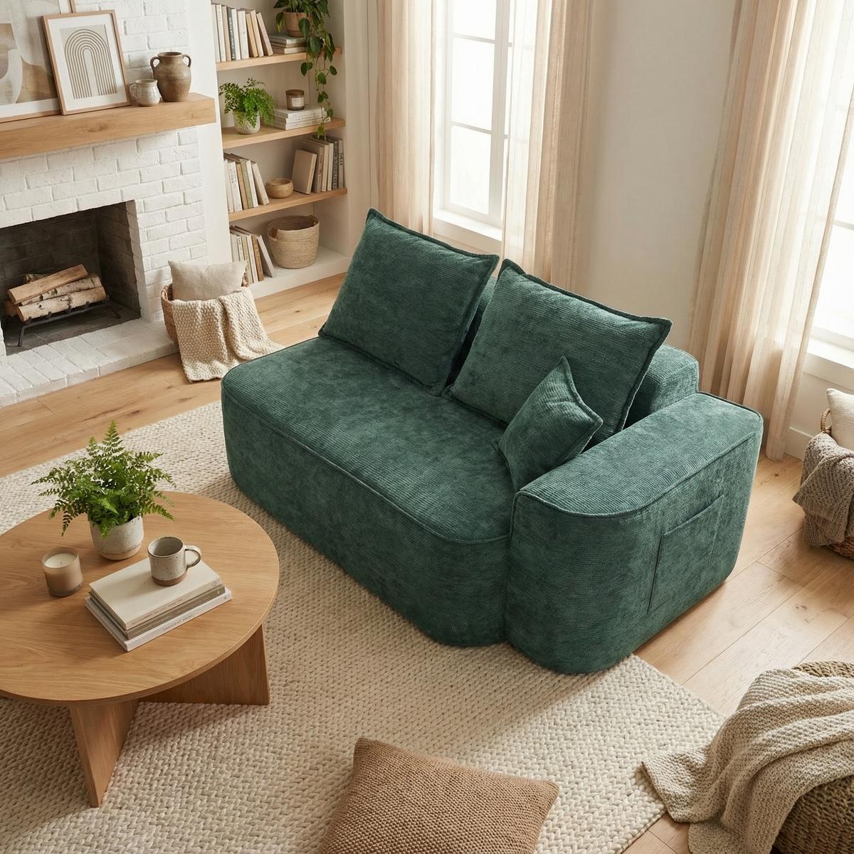 2-SITZER SOFA in Chenille Montagefrei - Grün, Textil (150/65/95cm) - Urban Meuble