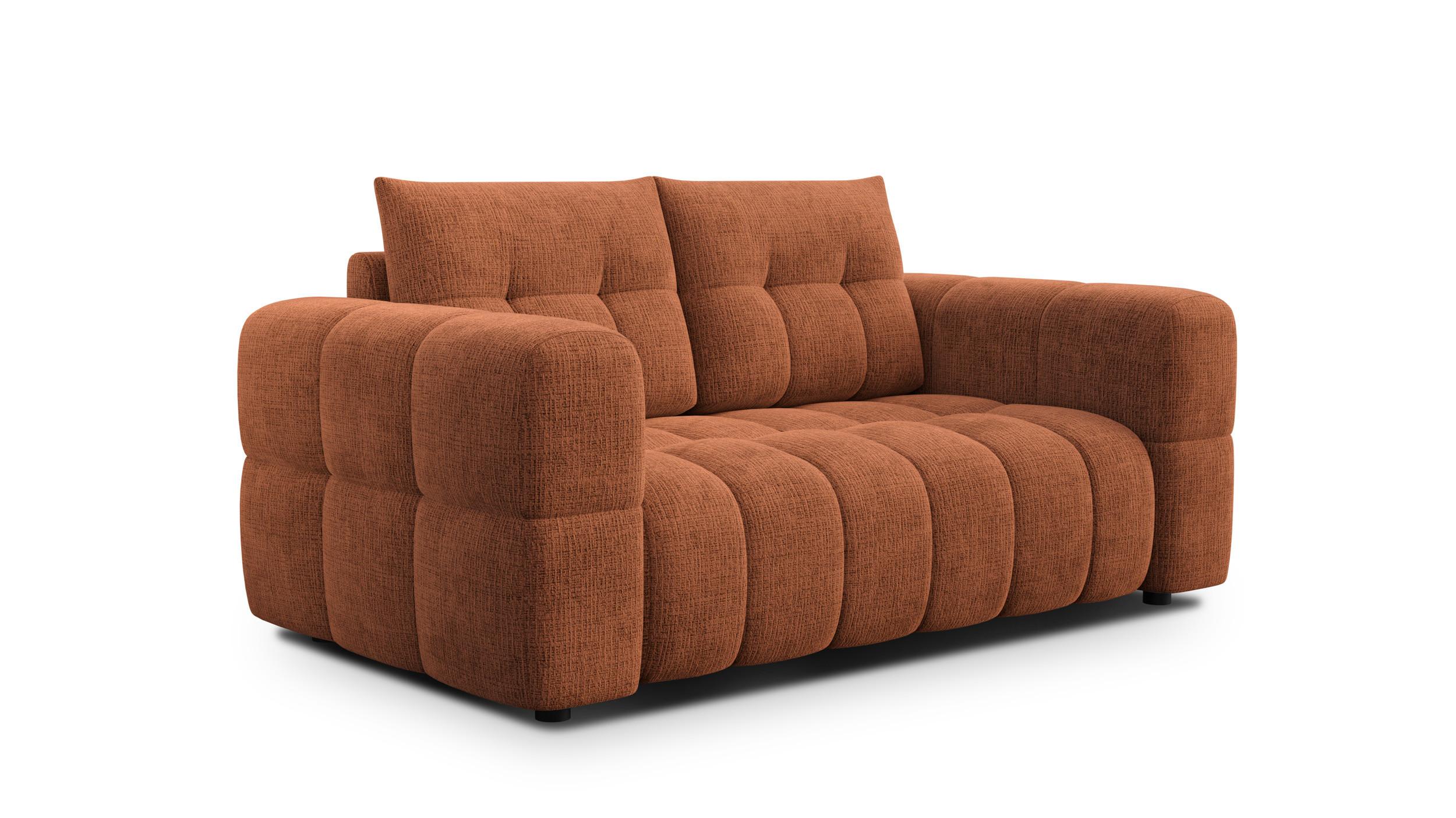 SOFA CLOUDI 2-Sitzer, rostrot - Schwarz/Orange, Holz/Textil (181/89/104cm) - Wozimo