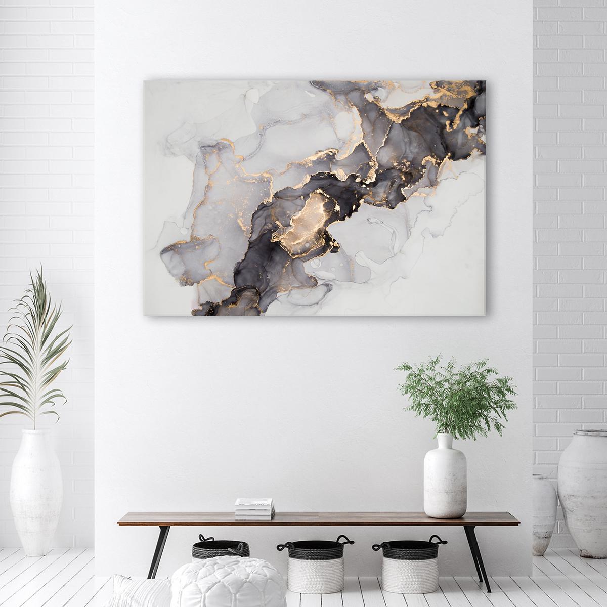 LEINWANDBILD Marmor Textur Abstrakt 100x70cm - Grau, Textil (100/70cm) - Feeby