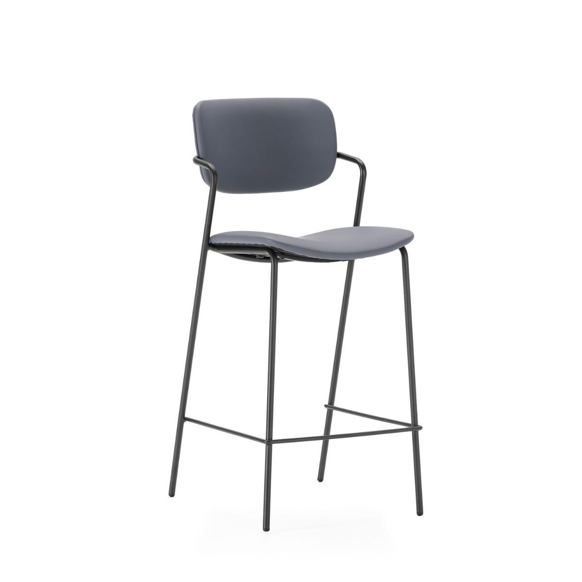 HOCKERN (Set aus 2) mit schwarzen metallbeinen - maika 44/51/66 cm - Dunkelgrau, Kunststoff (51/66/44cm) - Calicosy