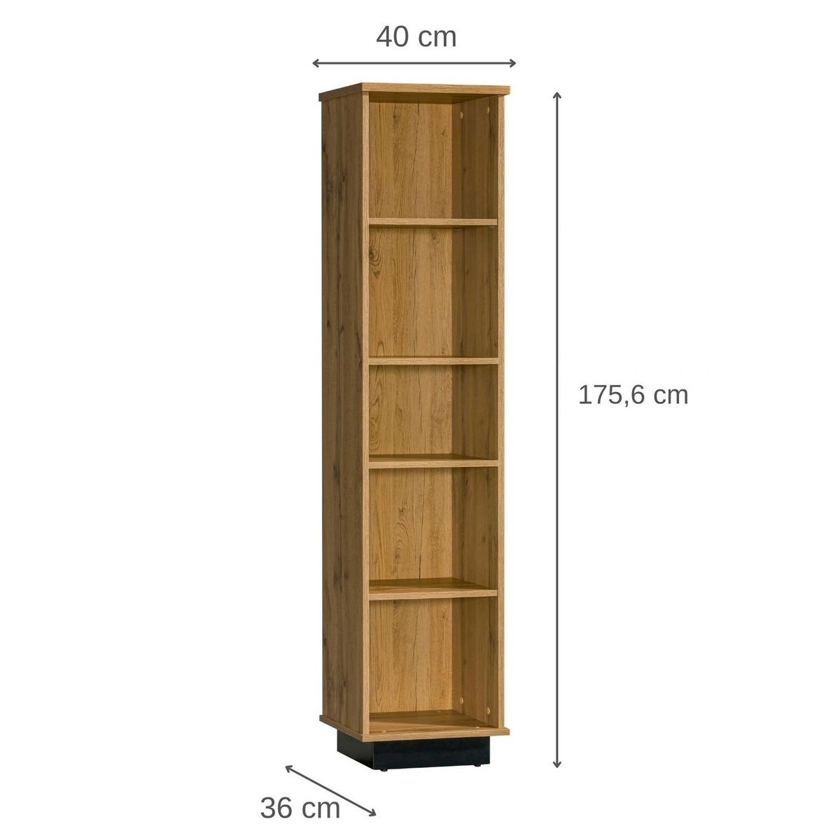 BÜCHERREGAL Lamelo mit 5 offenen Fächern, 40 cm, Eiche Wotan - Eiche Wotan, Holzwerkstoff (40/176/36cm) - Beautysofa