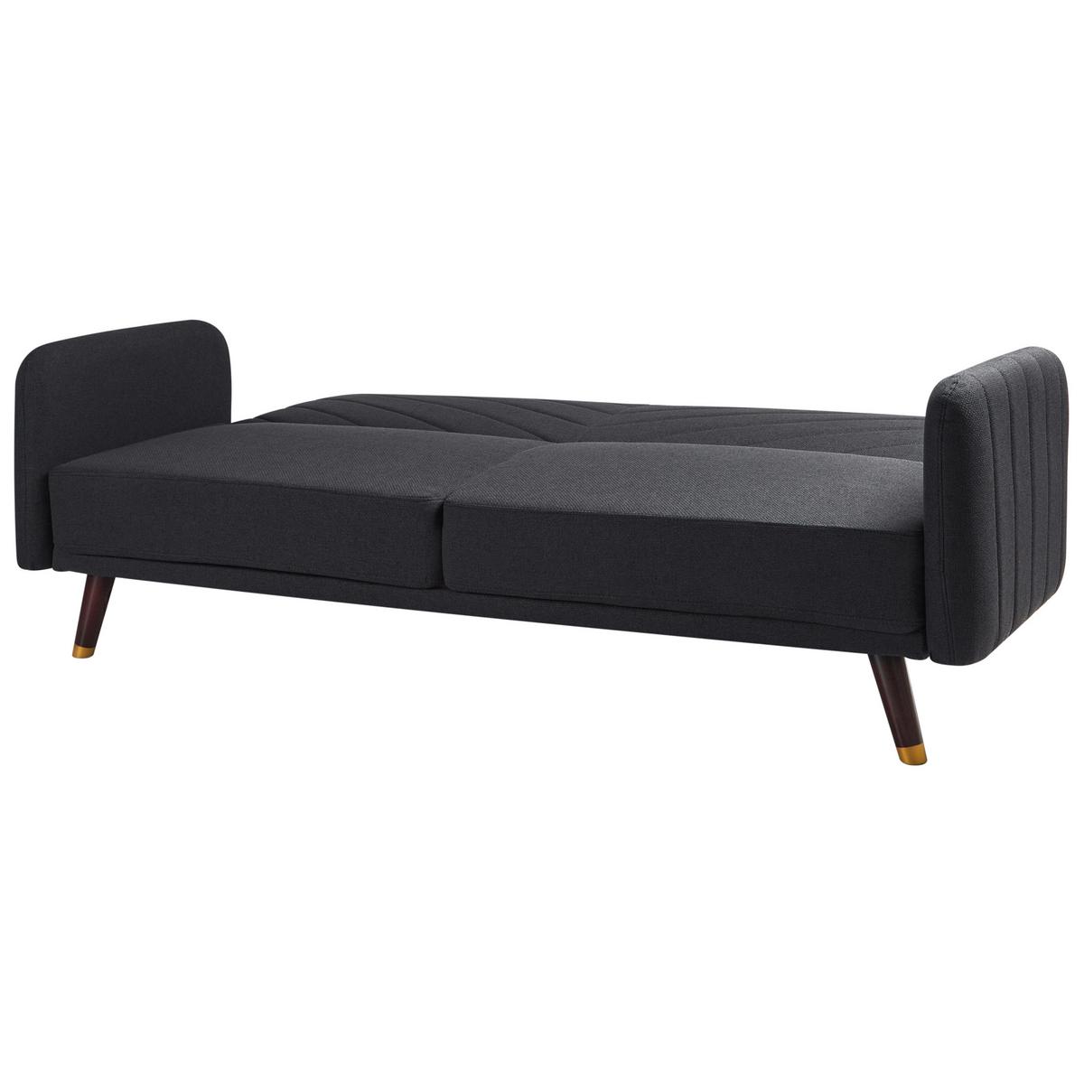 SCHLAFSOFA 3-Sitzer Kunstleinen Schwarz Senja - Schwarz, Textil (198/87/95cm) - Beliani