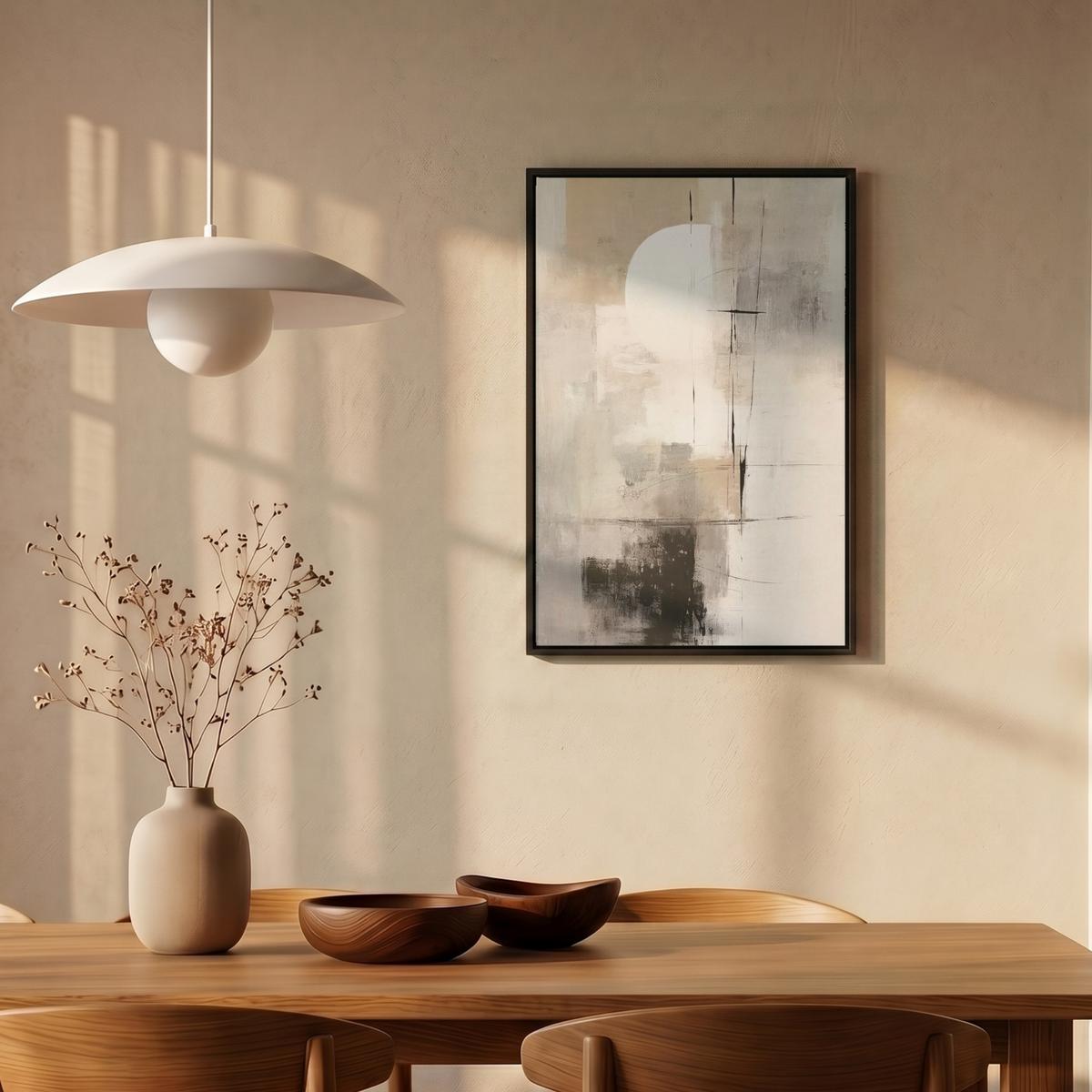 LEINWAND Bilder mit Rahmen - Abstrakt - Kunst - Grau - 40x60 - Hellgrau, Textil (40/60cm) - MuchoWow