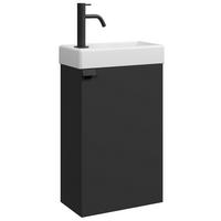 GÄSTE-WC-MÖBELSET Apollo 2 Teile Schwarz Matt - 40 x 22 x 64 cm - Schwarz, Holz (40/68/22cm) - Badplaats