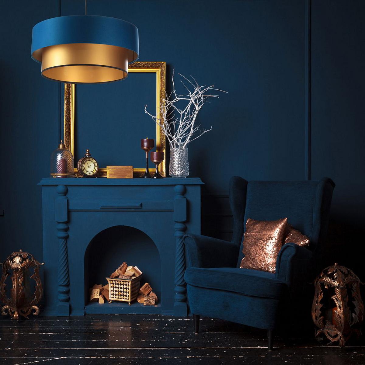 HÄNGELEUCHTE Blau 60/20 cm - Blau/Goldfarben, Kunststoff (60/1/20cm) - ONZENO