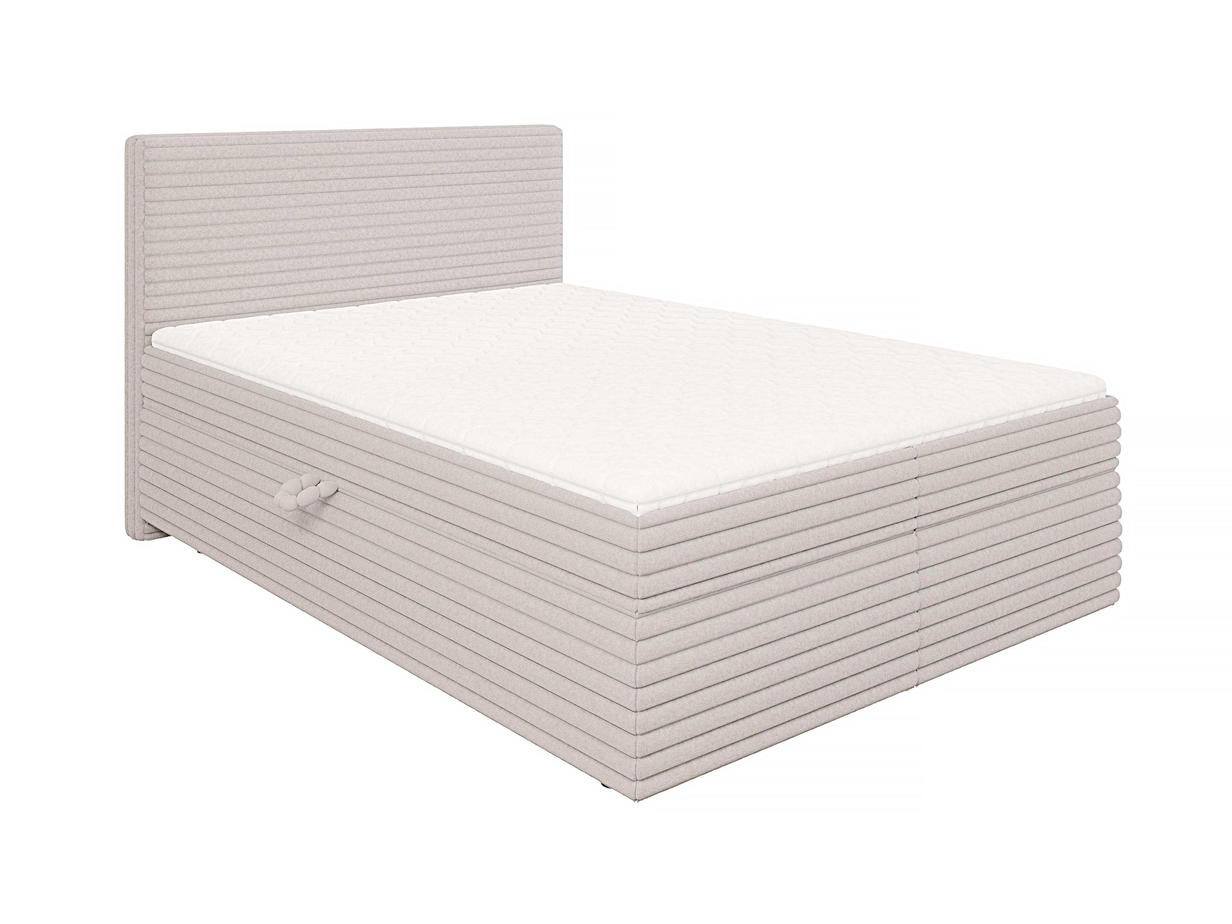 BOXBETT Roma 140/200 cm Hellgrau Plüschcord - Hellgrau/Schwarz, Holz/Kunststoff (140/200cm) - S-Style