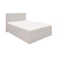 BOXBETT Roma 140/200 cm Hellgrau Plüschcord - Hellgrau/Schwarz, Holz/Kunststoff (140/200cm) - S-Style