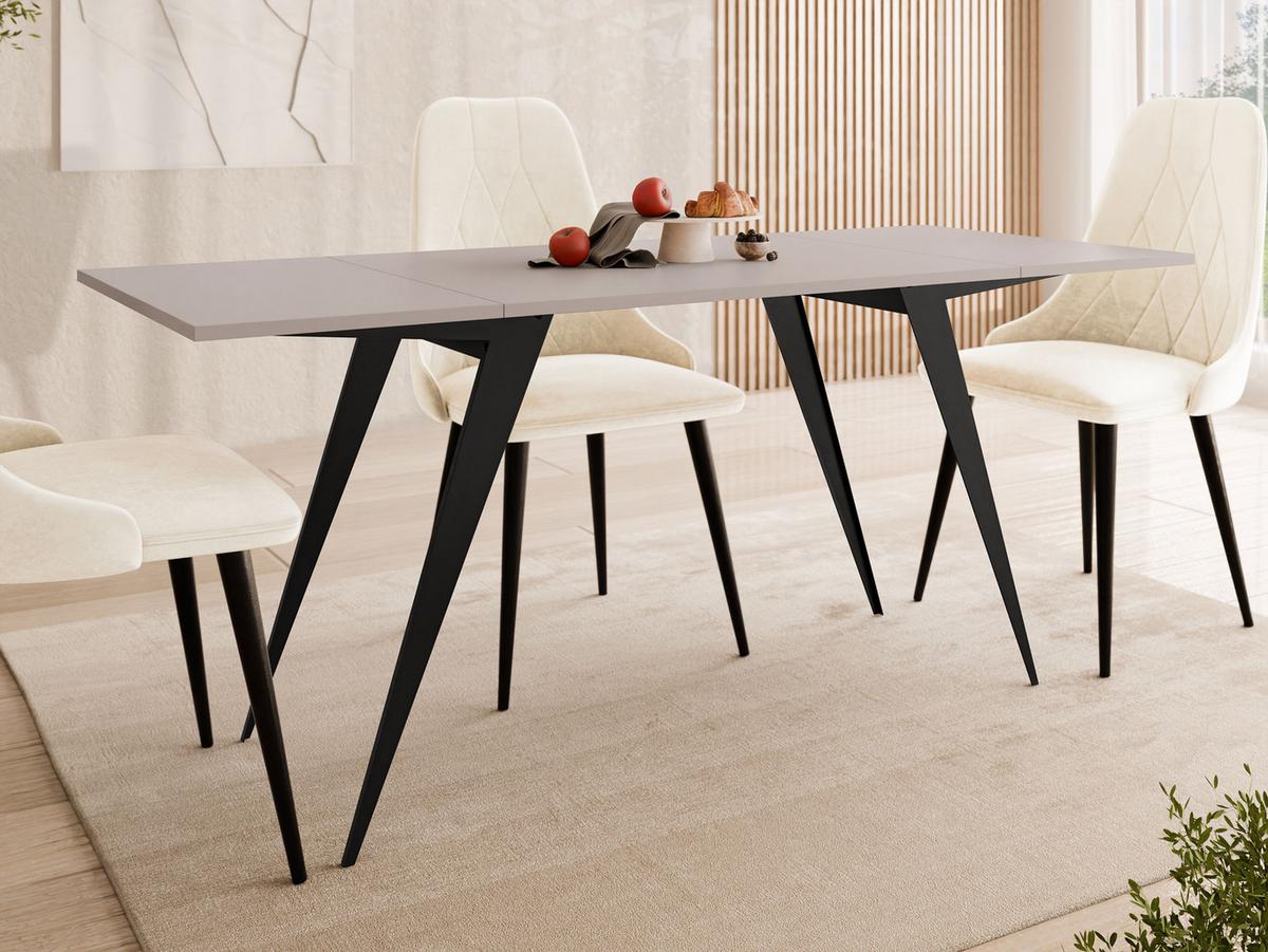 2-IN-1 COUCHTISCH UND ESSTISCH Xena - Kaschmir/Schwarz, Holzwerkstoff/Metall (70/90/45cm) - MIRJAN24