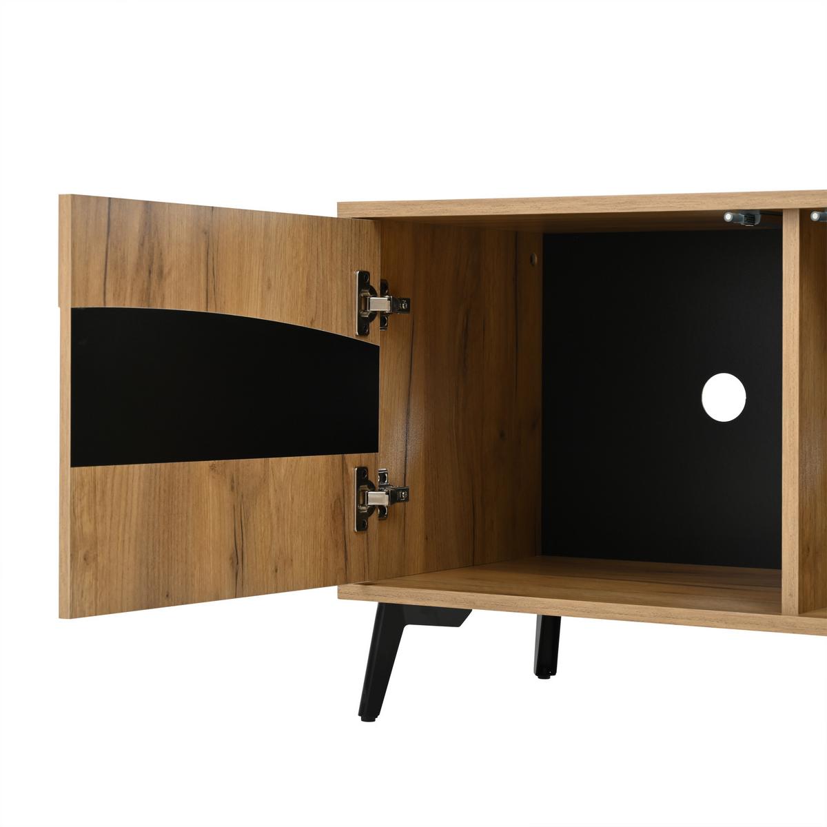 TV-LOWBOARD Natur & Schwarz 180 cm für Fernseher bis 75 Zoll - Naturfarben, Holzwerkstoff (180/50/40cm) - Urban Meuble