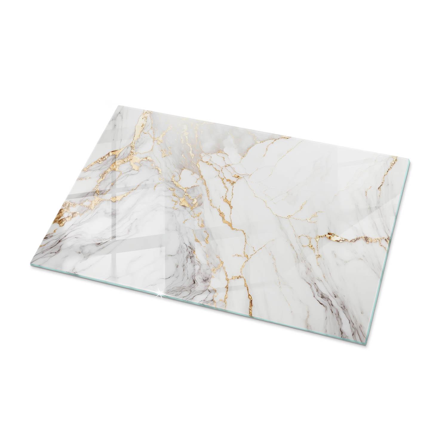 TISCHPLATTE 100x70 cm Eleganter Marmor mit Adern - Weiß, Glas (0.4/100/70cm) - TULUP
