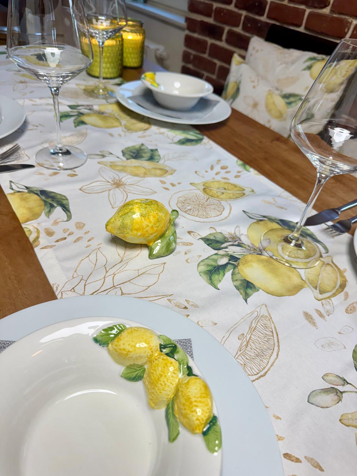 TISCHLÄUFER Italy Collection Zitronen 40/130 cm - Ecru/Gelb, Textil (40/130cm) - beties Heimtextil