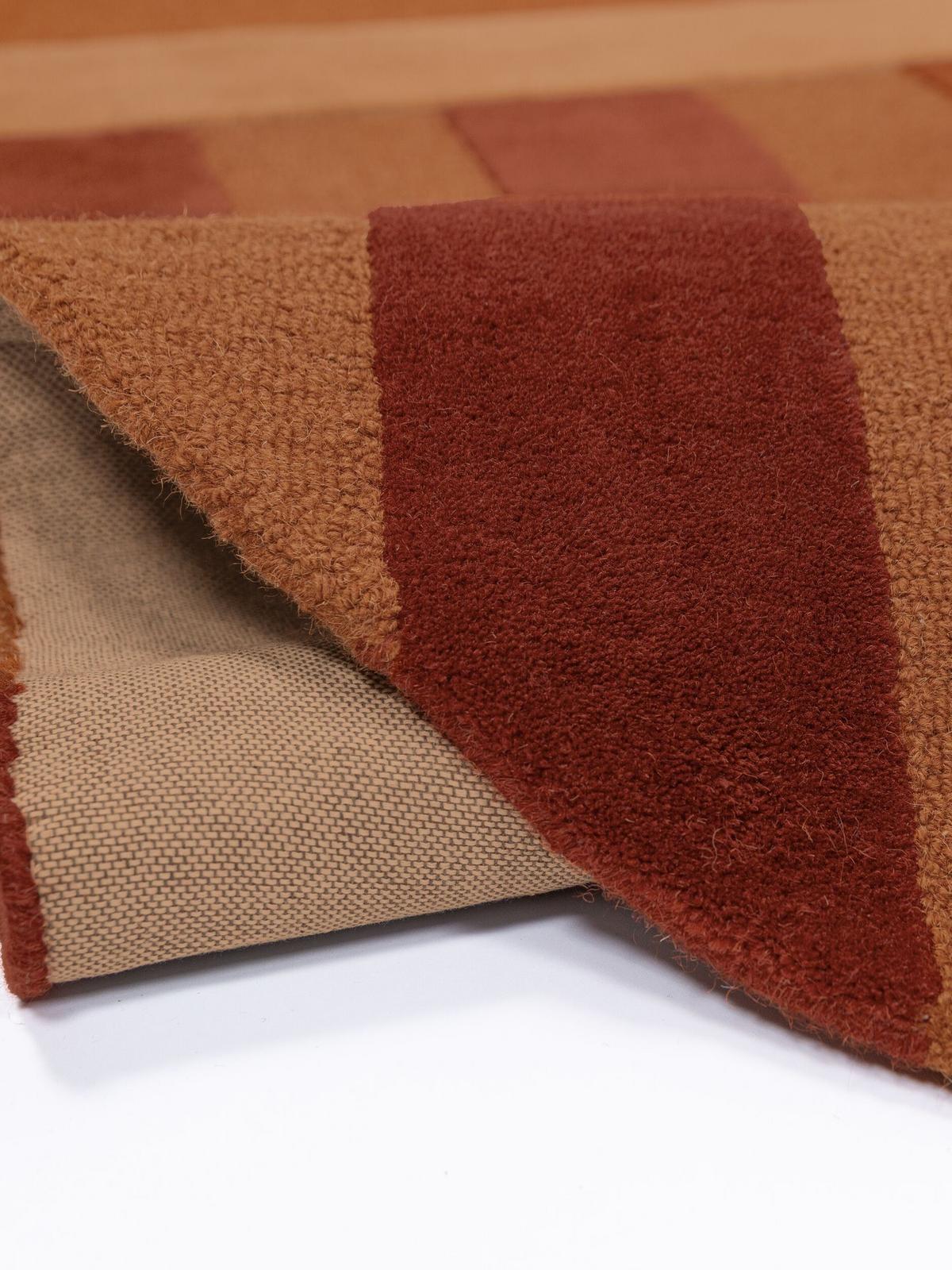 WOLLTEPPICH handgetuftet LUNAN, Blockstreifen, Terrakotta, 140 x 200 cm - Orange, Textil (140/200cm) - KADIMA DESIGN