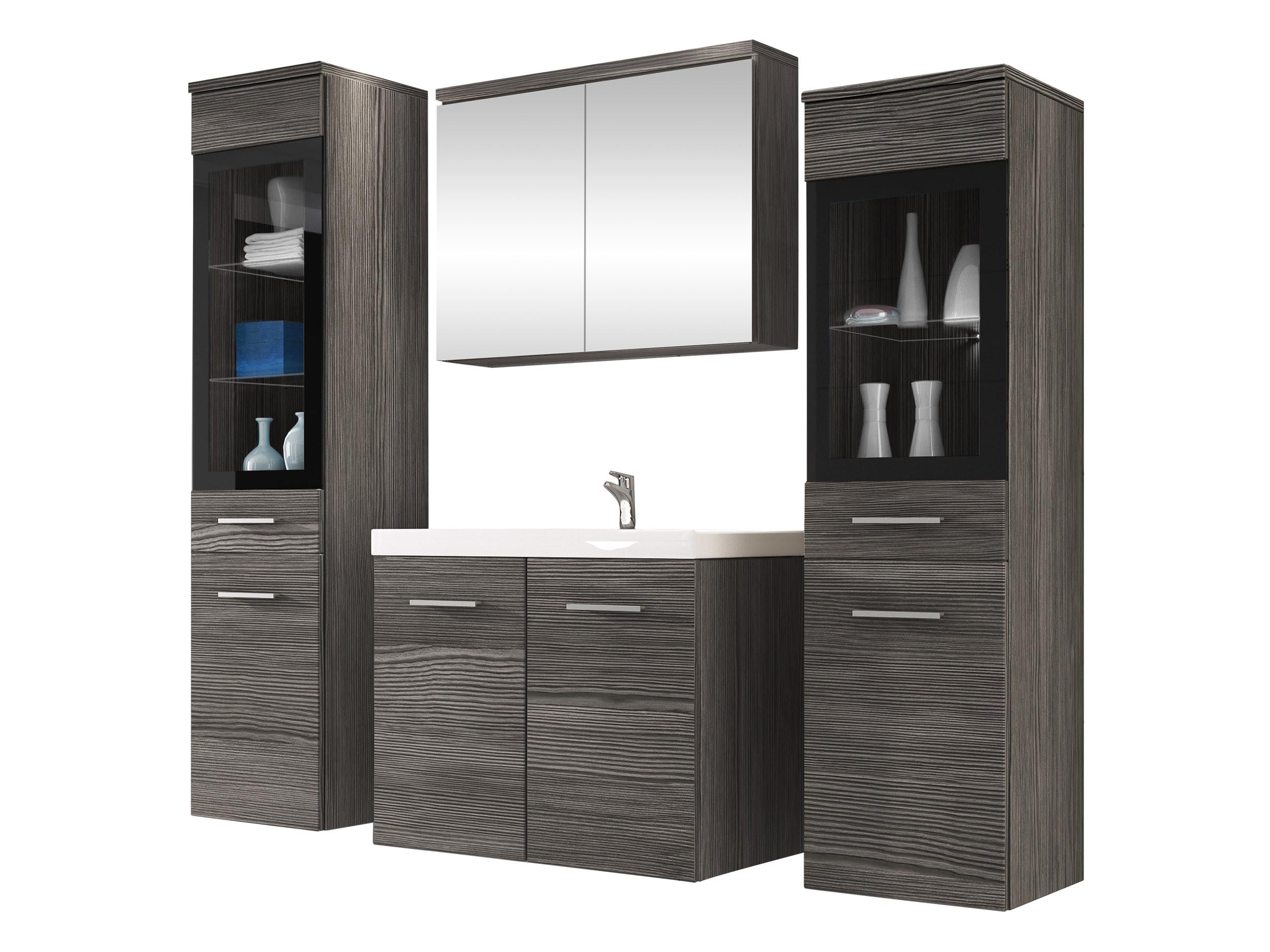 BADMÖBEL-SET Madrit II - Greige/Silberfarben, Holzwerkstoff/Kunststoff (132/132/30cm) - MIRJAN24