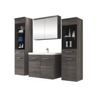 BADMÖBEL-SET Madrit II - Greige/Silberfarben, Holzwerkstoff/Kunststoff (132/132/30cm) - MIRJAN24