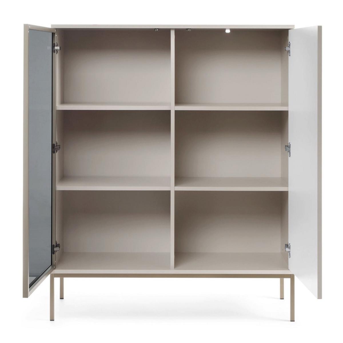 VITRINE Tosena Greige mit LED - Kaschmir/Goldfarben, Holzwerkstoff/Metall (104/126/39cm) - Selsey