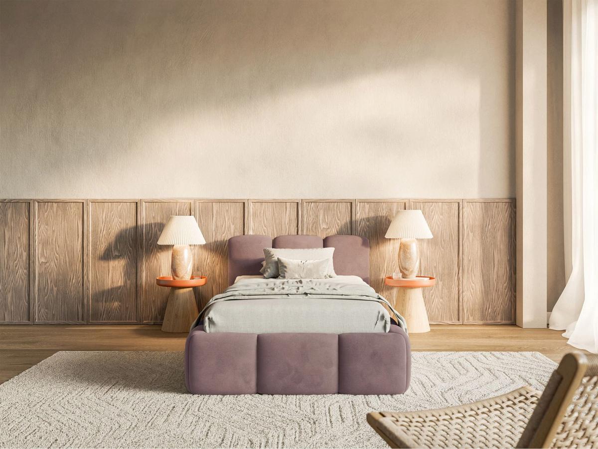 POLSTERBETT Cloudy Low Hellrosa Samt, 90x200 cm - Hellrosa/Schwarz, Kunststoff/Textil (90/200cm) - Selsey
