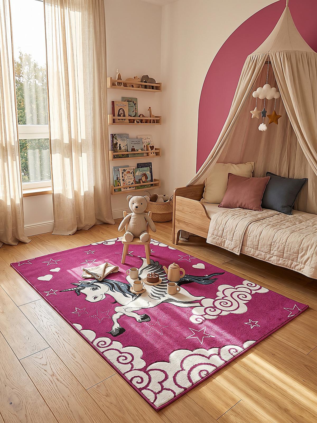KINDERTEPPICH Kurzflor Sterne CASOLA Polypropylen Fuchsia 120 x 170 cm - Rosa, Textil (120/170cm) - KADIMA DESIGN