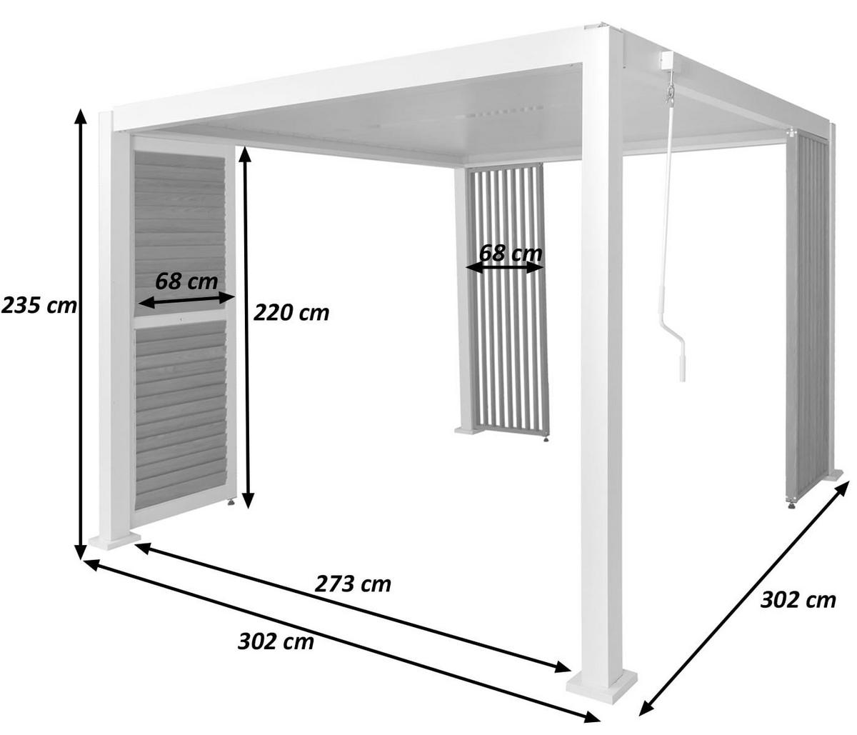 PERGOLA Weiß - Weiß, Metall (302/235/302cm) - MCW