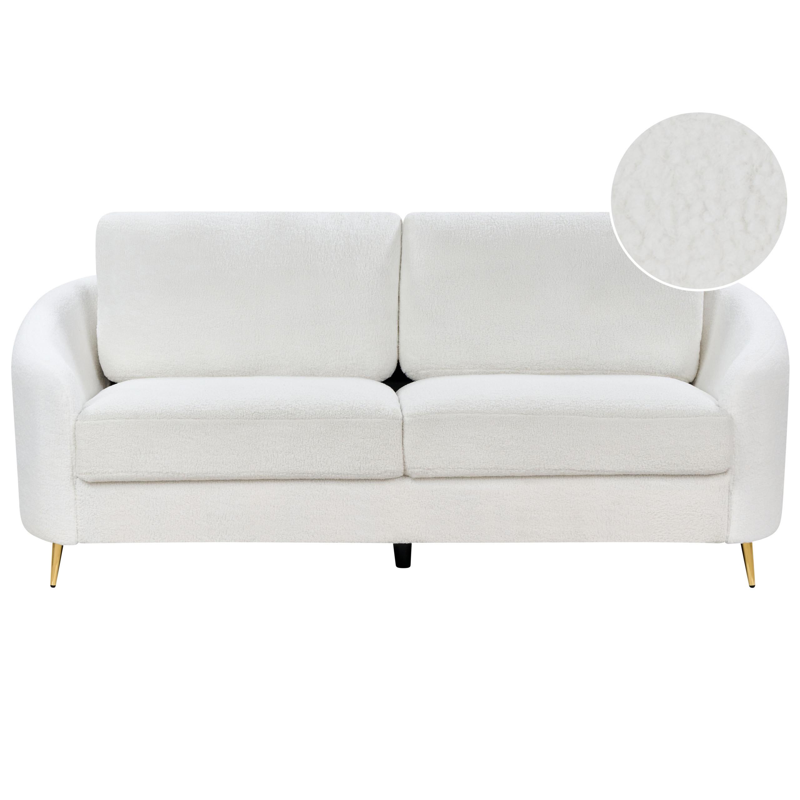 3-SITZER-SOFA Bouclé weiß/gold Trosa - Goldfarben/Weiß, Textil (203/88/86cm) - Beliani