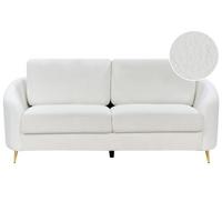 3-SITZER-SOFA Bouclé weiß/gold Trosa - Goldfarben/Weiß, Textil (203/88/86cm) - Beliani