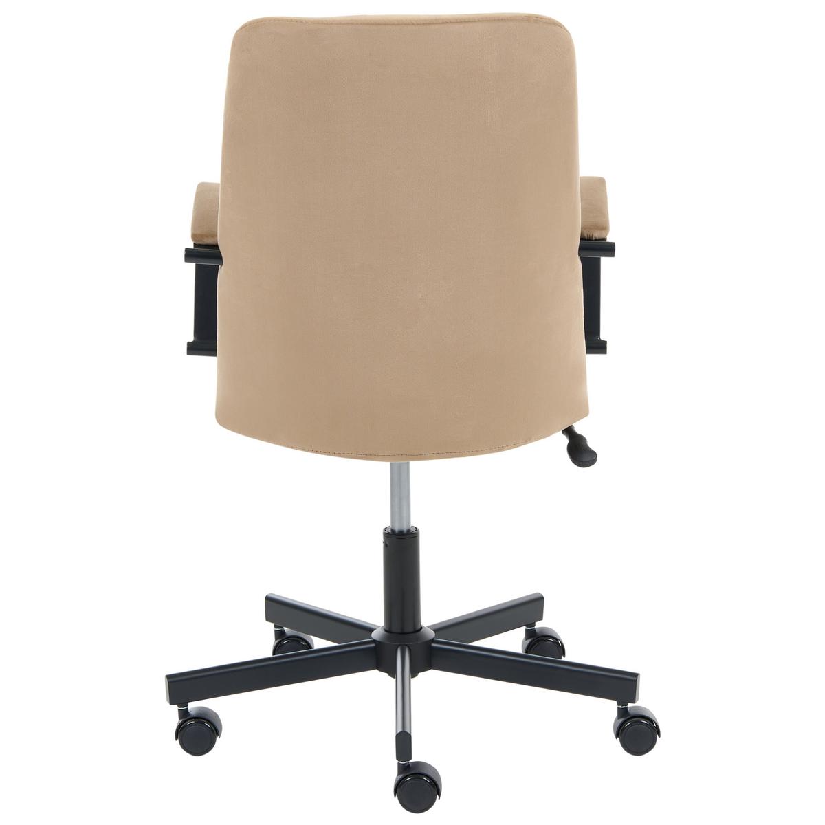 BÜROSTUHL Samtstoff Beige Caroga - Beige/Schwarz, Textil/Metall (62/90/62cm) - Beliani