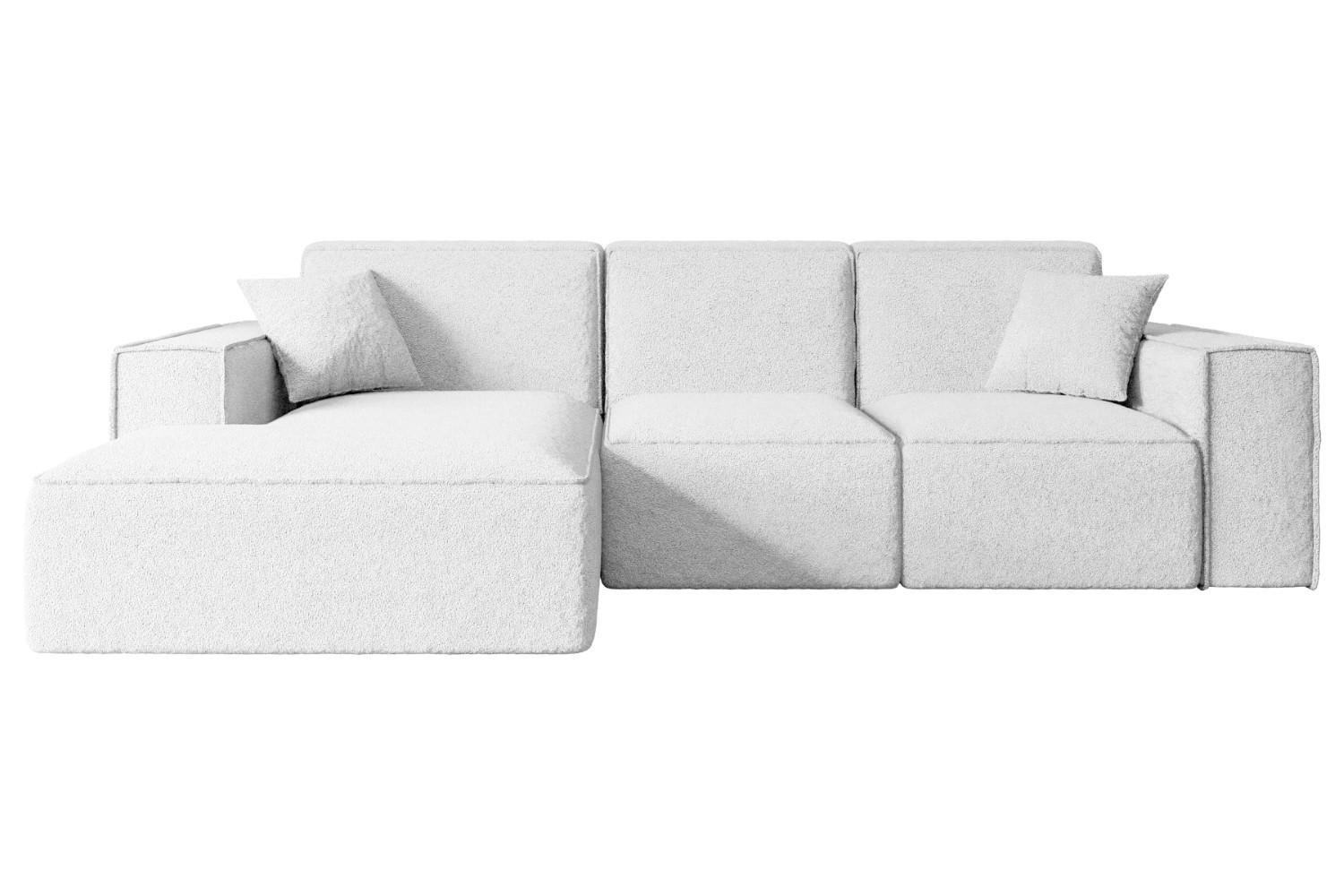 ECKSOFA Ottomane Links SERRA-L - 266x169x80 cm Weiß Bouclé - Schwarz/Weiß, Holzwerkstoff/Kunststoff (165/266cm) - ALTDECOR