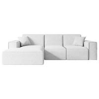 ECKSOFA Ottomane Links SERRA-L - 266x169x80 cm Weiß Bouclé - Schwarz/Weiß, Holzwerkstoff/Kunststoff (165/266cm) - ALTDECOR