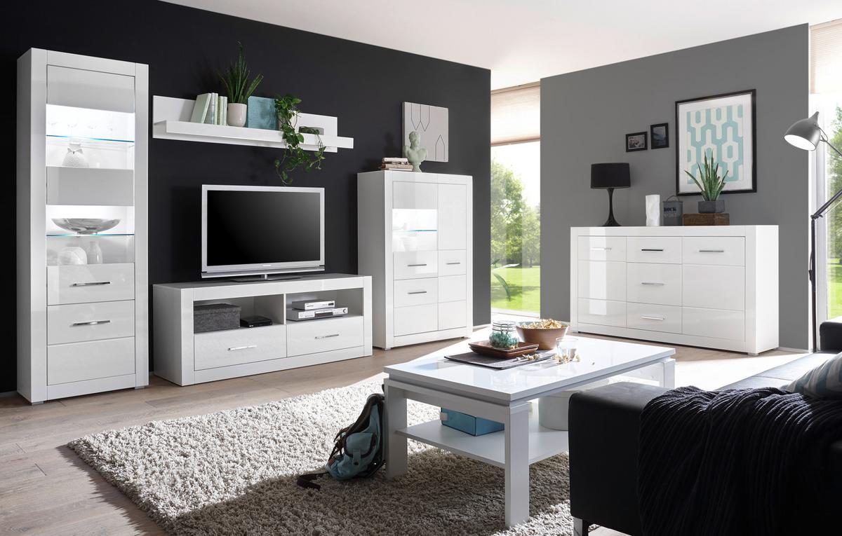 SIDEBOARD weiß Hochglanz, Wohn- und Esszimmer Kommode 164 cm - Weiß Hochglanz/Silberfarben, Holzwerkstoff/Kunststoff (164/97/42cm) - Furn.Design
