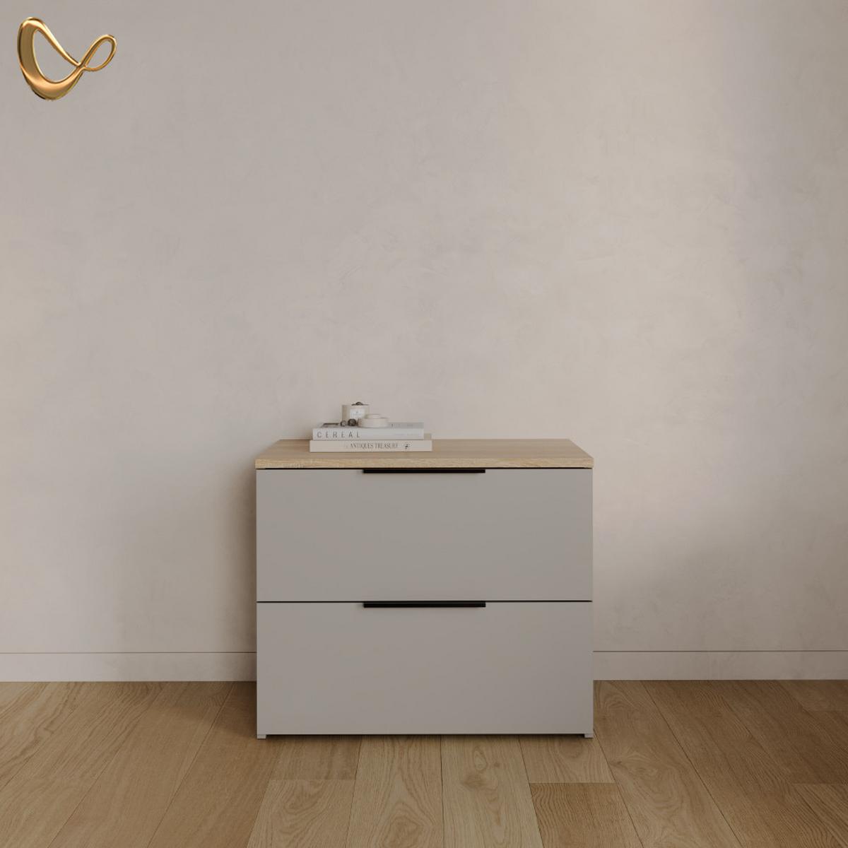 KOMMODE Piave Greige 60 x 50 cm mit 2 Schubladen - Greige, Holzwerkstoff (60/50/40cm) - Livinity®