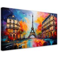 LEINWANDBILD Paris Eiffelturm Stadt Abstrakt Farbig 120x60cm - Multicolor, Textil (120/60cm) - Feeby