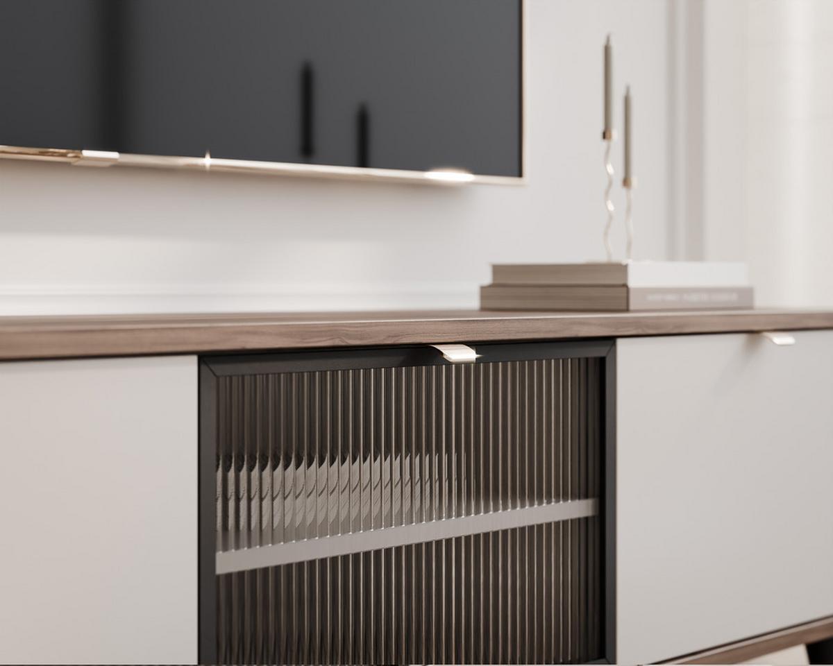 TV-LOWBOARD NAVANI stehend, 160 cm Kaschmir/Nussbaum - Nussbaumfarben/Schwarz, Holzwerkstoff/Metall (160/52/40cm) - Idohome