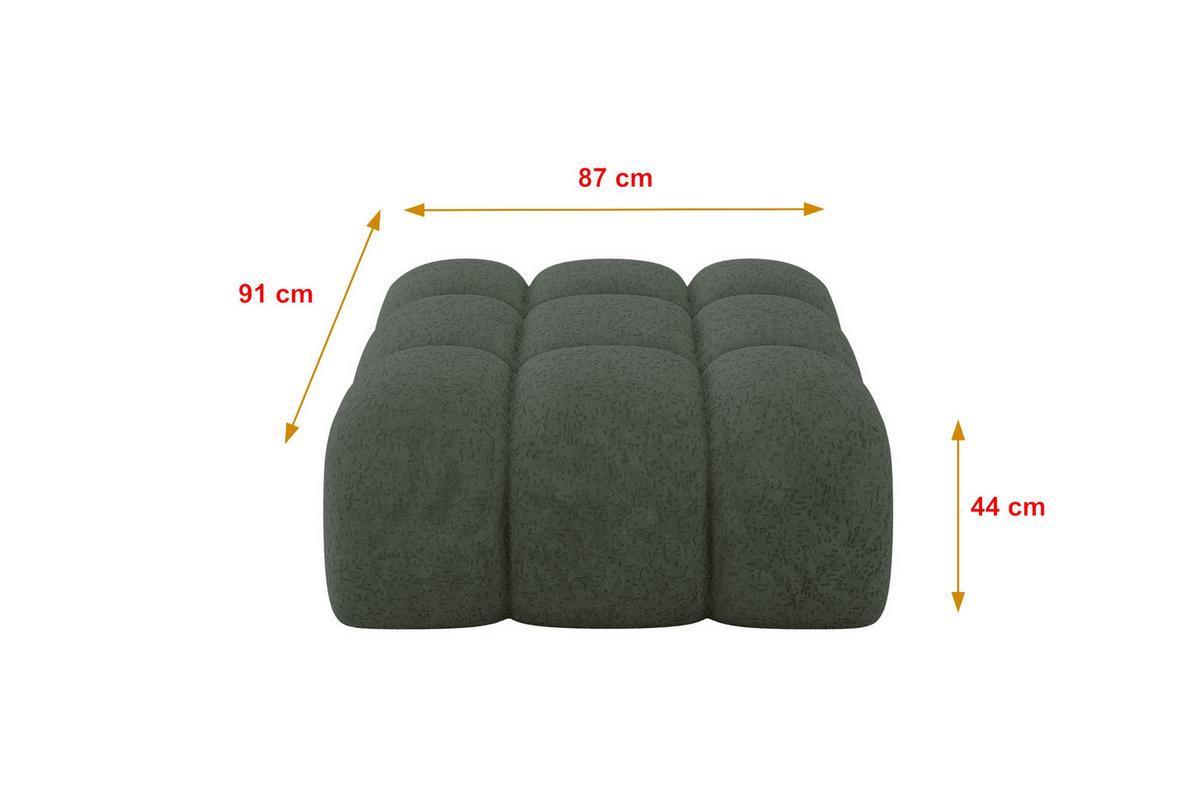 POUF OLEA-PUF 91x87x44 cm Grün Velours Modular Sitzhocker - Schwarz/Grün, Holzwerkstoff/Kunststoff (91/44/87cm) - ALTDECOR