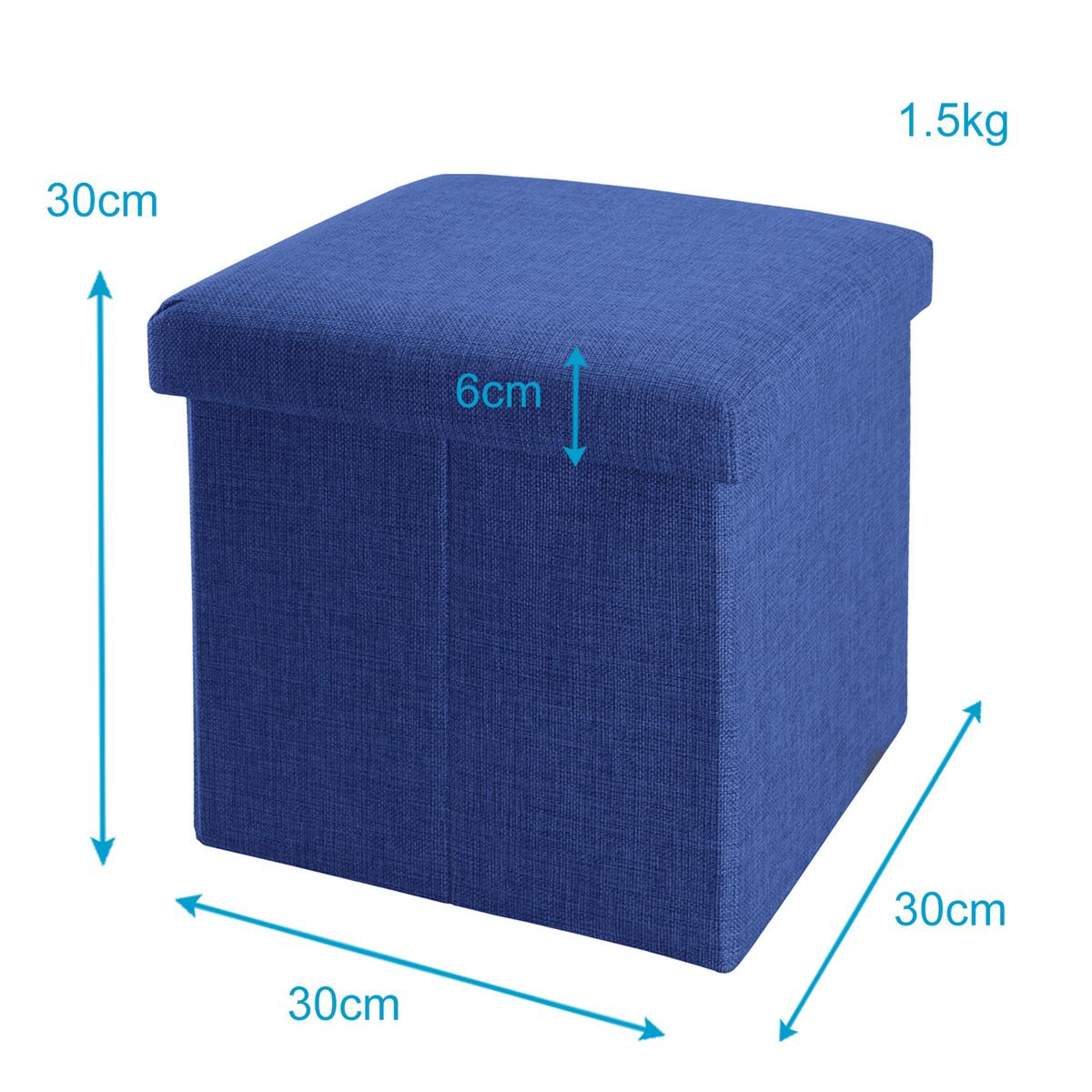 SITZHOCKER Faltbar 30/30/30 cm (Blau) - Blau, Textil (30/30/30cm) - Intirilife