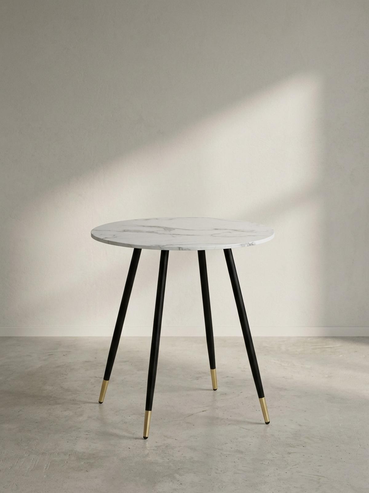 ESSTISCH Marmoroptik Metall Rund Modern, Weiß 75x75x76 cm - Goldfarben/Weiß, Holzwerkstoff/Metall (75/75/76cm) - KADIMA DESIGN