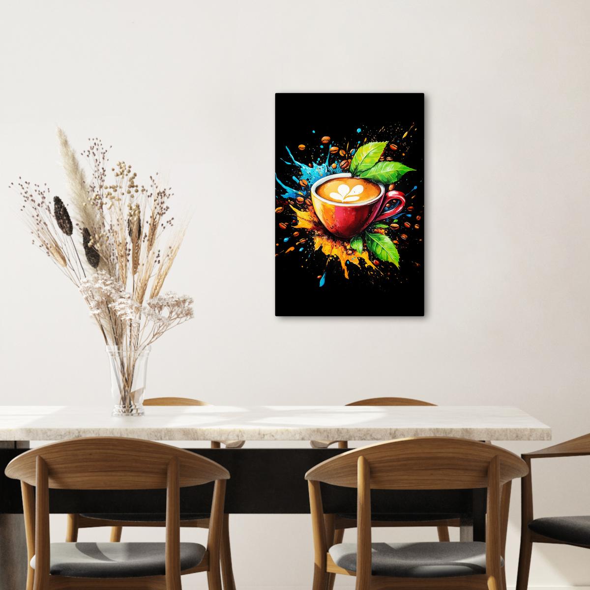 LEINWANDBILD Kaffee - Graffiti - Trinken - Abstrakt Wanddeko 40x60 cm - Mokka, Textil (40/60cm) - MuchoWow
